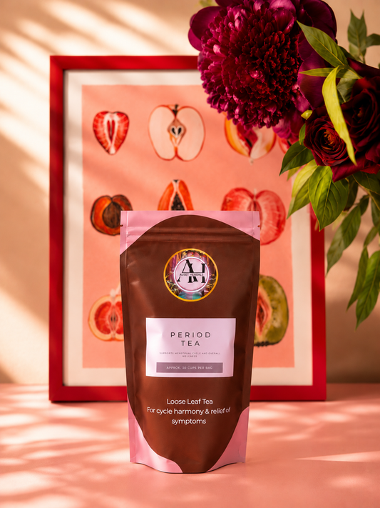 Period Tea Loose Leaf Organic Herbal Blend with Red Raspberry Leaf, Chamomile, Rosehip & Nettle, USDA Certified Organic Ingredients for Menstrual Cycle Support, Period Comfort & Cycle Harmony