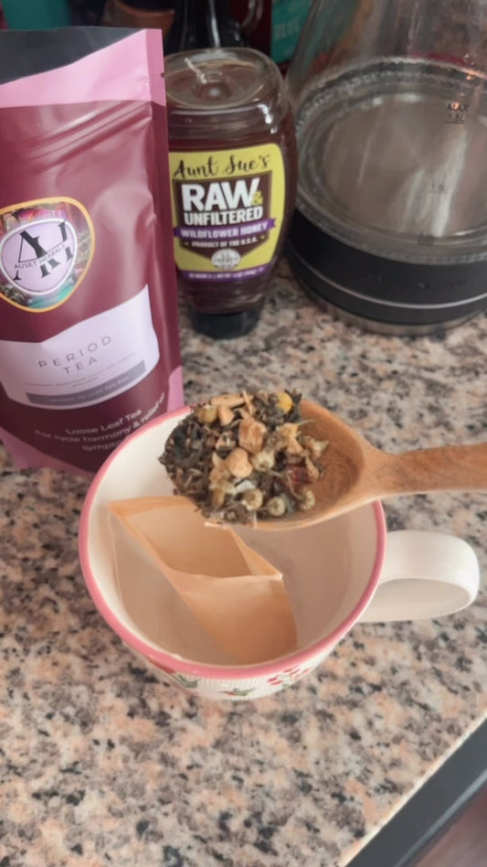 Period Tea Loose Leaf Organic Herbal Blend with Red Raspberry Leaf, Chamomile, Rosehip & Nettle, USDA Certified Organic Ingredients for Menstrual Cycle Support, Period Comfort & Cycle Harmony